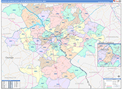 Augusta-Richmond County Metro Area Wall Map Color Cast Style